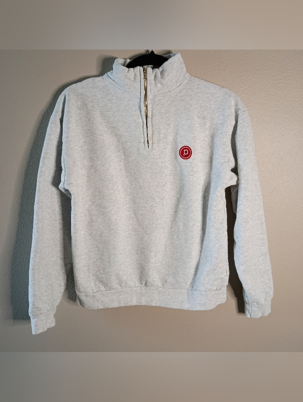 Pure Barre Lift, Tone, Burn 1/4 Zip Sweatshirt Gray Embroidered Logo Sz Small